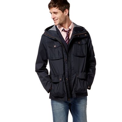 Big and tall navy hooded four pocket jacket